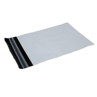Coex Forsendelsespose, 50 µm, 230 x 325 mm, genanvendt LDPE, sort/hvid, permanent tape lukning, pakke a 100 stk