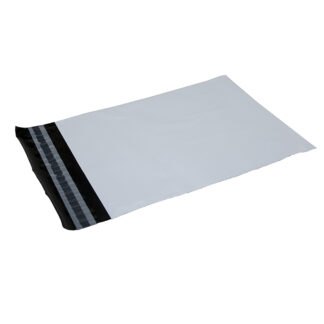 Coex Forsendelsespose, 50 µm, 190 x 250 mm, genanvendt LDPE, sort/hvid, permanent tape lukning, pakke a 100 stk