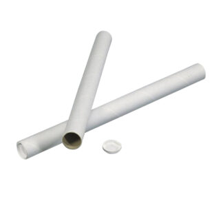 Paprør, indvendig diameter 96.0 mm, længde: 750 mm, vægtykkelse: 2.000 mm, træfibre, hvid, hvidt plastlåg, vægt: 0.322 kg, pakke a 10 stk, palle a 21 kartoner, palle a 210 stk