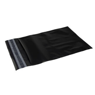 Coex Forsendelsespose, 30 µm, 350 x 420 mm, genanvendt LDPE, sort, permanent tape lukning, pakke a 100 stk