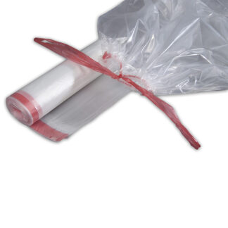 Affaldssække, 50 µm, 700 x 1100 mm, genanvendt LDPE, transparent, 100 l, med lukkestrop, rulle a 10 poser