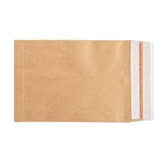 Forsendelsespose i Papir, Master'in, Expert, 320 + 80 x 430 x 80 mm, Kile i siden, krydset bund, Kraftliner, 2 selvklæbende lukninger, afri, Brun, Uden tryk, karton a 100 stk, palle a 3500 stk, FSC Mi