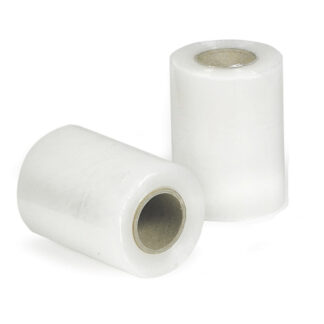 Mini håndstrækfilm, Standard, cast, 150% stræk, 20 µm, 100 mm x 150.00 m, kernediameter: 38 mm, Kernelængde:105 mm, LLD-PE, Indvendig klæb, transparent, rullevægt: 0.30 kg, kasse a 56 ruller, palle a