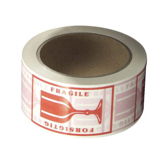 Pakketape, 48 mm x 66.00 m, 999 µm, kernediameter: 76 mm, Rulle, PVC, Solvent, hvid, "Tryk forsigtig", kasse a 36 ruller, palle a 2376 ruller