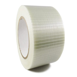 Glasfibertape, Krydsarmeret, 25 mm, x 50.00 m, samlet tykkelse 120 µm, kernediameter: 76 mm, Rulle, PP, Syntetisk gummi, transparent, pakke a 6 ruller, palle a 3456 ruller