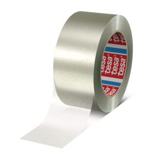 Pakketape, TESA 60412, 70% PCR, 50 mm, x 66.00 m, 36 µm, kernediameter: 76 mm, håndrulle, PET, Akryl, low noise, transparent, Uden tryk, kasse a 36 ruller, palle a 2376 ruller