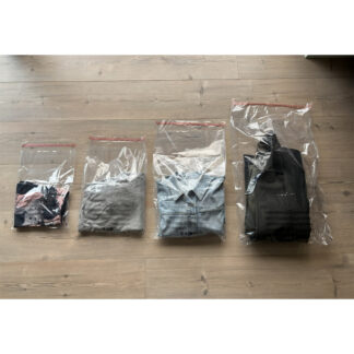 Plastikpose til tekstiler, 35 µm, 400 x 600 mm, LD-PE, transparent, Security warning & recyle code, Selvklæbende lukning, pakke a 100