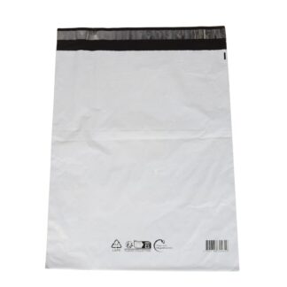 Coex Forsendelsespose, 50 µm, 340 x 420 mm, genanvendt LDPE, sort/hvid, Stregkode & genanvend. koder, permanent tape lukning, pakke a 100 stk, karton a 500 stk, palle a 24000 stk