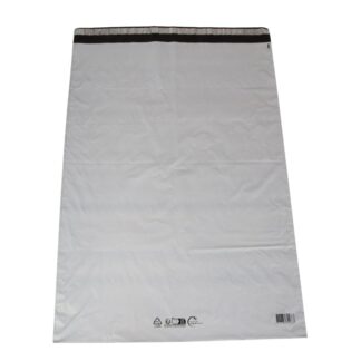 Coex Forsendelsespose, 50 µm, 550 x 770 mm, genanvendt LDPE, sort/hvid, Stregkode & genanvend. koder, permanent tape lukning, pakke a 100 stk, karton a 300 stk, palle a 19200 stk