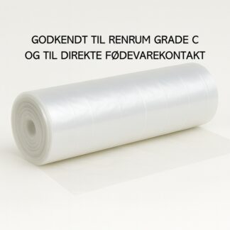 Affaldssække, 50 µm, 700 x 1100 mm, LD-PE, klar, 100 l, Renrum klasse C, rulle a 10 poser, kasse a 10 ruller, palle a 660 ruller, Fødevaregodkendt