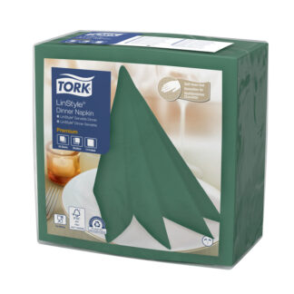 Middagsservietter, Tork, Linstyle, 1/4-fold Mountain Pine Green, grøn, 390mmx390mm, pakke a 50 stk, FSC Mix Credit
