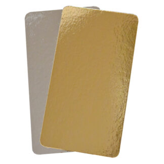Laksepap, Firkantet, 240x130mm, vægt: 800, Rundt hjørne, Board/PET, guld/sølv, pakke a 100 stk, Gold/Silver