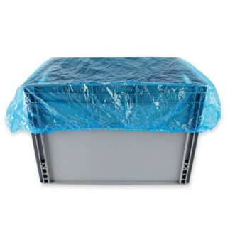Plasthætte, 20 µm, 700 x 750 mm, LD-PE, blå, med elastisk bånd, pakke a 50 stk, Fødevaregodkendt